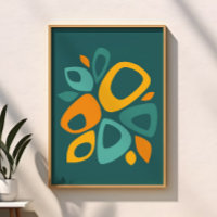 Moderne stilvolle Teal Ringelblume Senf Abstract