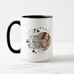 Moderne stilvolle Tochter-Geburtstags-Typografie-F Tasse