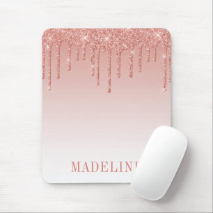 Moderne stilvolle trendige Glitter-Drip-Roségold Mousepad