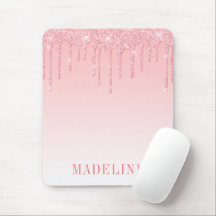 Moderne stilvolle trendige rosa Errötung Glittertr Mousepad
