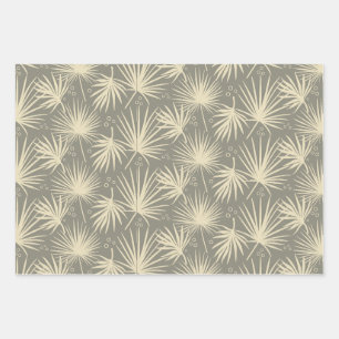 Moderne, stilvolle Tropical Palm Leaf Gray Blue Ro Geschenkpapier Set