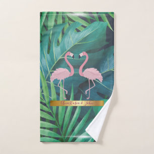 Moderne, stilvolle, tropische Blätter aus Palm, ro Badhandtuch Set