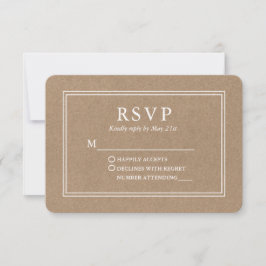 Moderne, stilvolle Wedding Kraft RSVP Karte
