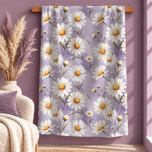 Moderne stilvolle weiße Daisy staubige lila Decke Sherpadecke