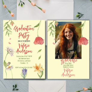 Moderne stilvolle wilde Blumen Abschlussfeier Einladung