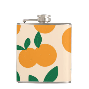 Moderne stilvolle Zitrusfrucht-Orangen-Muster Flachmann