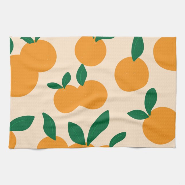 Moderne stilvolle Zitrusfrüchte Orangen Muster Geschirrtuch (Horizontal)