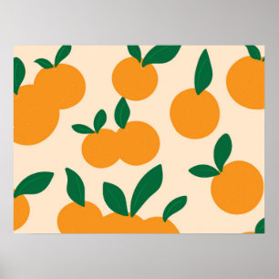 Moderne stilvolle Zitrusfrüchte Orangen Muster Poster