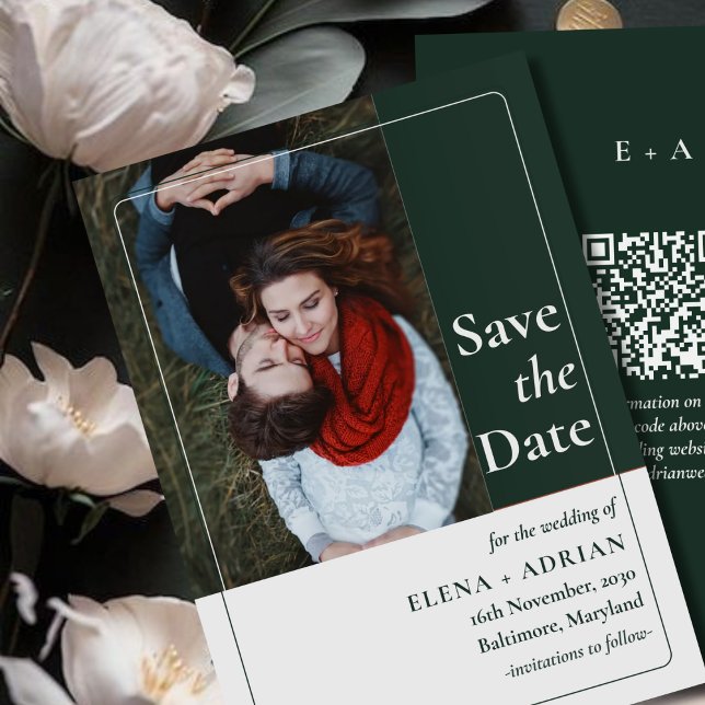Moderne Stimmung Foto - Heiratsantrag mit QR-Code Save The Date (Von Creator hochgeladen)
