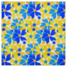 Moderne Stoffe aus gelben und blauen Blumen