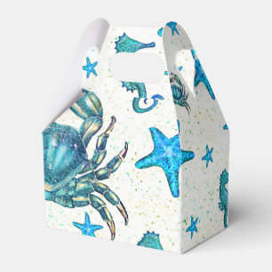 Moderne Strand Blaue Krabbe Seestern Seepferdchen Geschenkschachtel