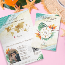 Moderne Strand-Ziel-Hochzeit Reisepass QR-Code
