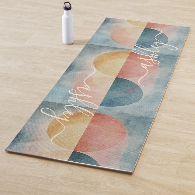 Moderne Strandfarben mit Abstrakter Monogramm Yogamatte (Beispiel)