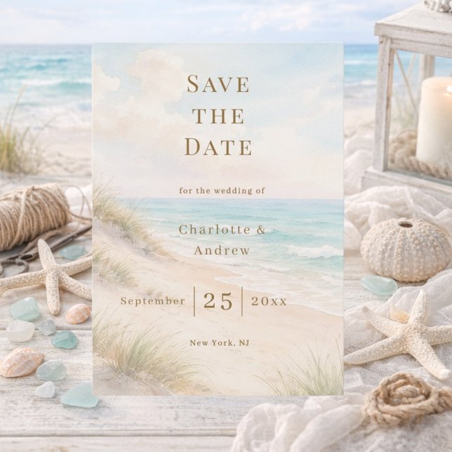 Moderne Strandhochzeit am Meer Save The Date (Von Creator hochgeladen)