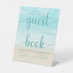 Moderne Strandhochzeit Gästebuch-Podiumsschild Sockelschild