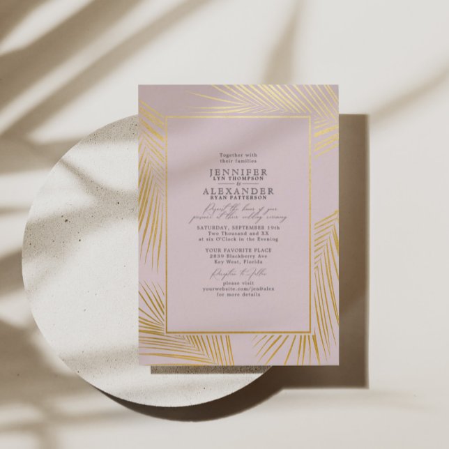 Moderne Strandküste & UAWG QR Code Hochzeit Gold Folieneinladung (Von Creator hochgeladen)