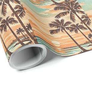 moderne Strandmitte Hawaii Sonnenuntergang Palmen Geschenkpapier