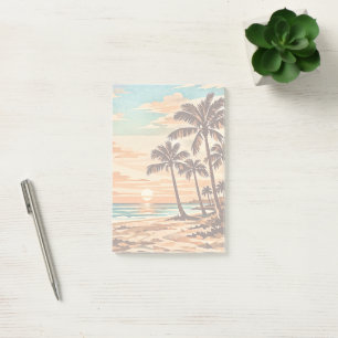 moderne Strandmitte Hawaii Sonnenuntergang Palmen Post-it Klebezettel