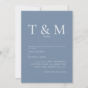 Moderne Strandschnecken-Monogramm-Hochzeit ohne El Einladung