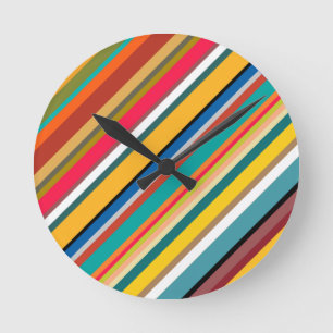 Moderne Streifen aus dem Mittelalter Runde Wanduhr
