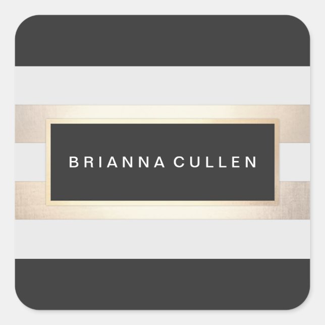 Moderne Streifen aus Gold und Schwarz Quadratischer Aufkleber (Vorderseite)