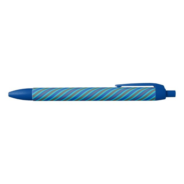 Moderne Streifen Blau Kugelschreiber (Oberseite)