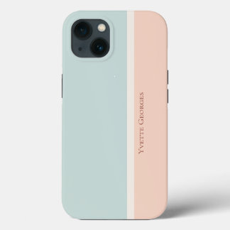 Moderne Streifen, Blauer und Pfirsichfarbblock iPhone Hülle