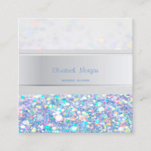 Moderne Streifen, Farbiger Glitter Bokeh Quadratische Visitenkarte
