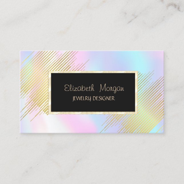 Moderne Streifen,Frame Holographic Juwelier Design Visitenkarte (Vorderseite)