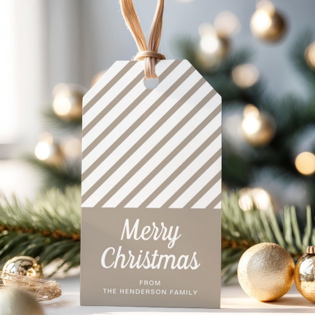 Moderne Streifen Frohe Weihnachten Geschenkanhänger (Modern Stripes Merry Christmas Gift Tags)