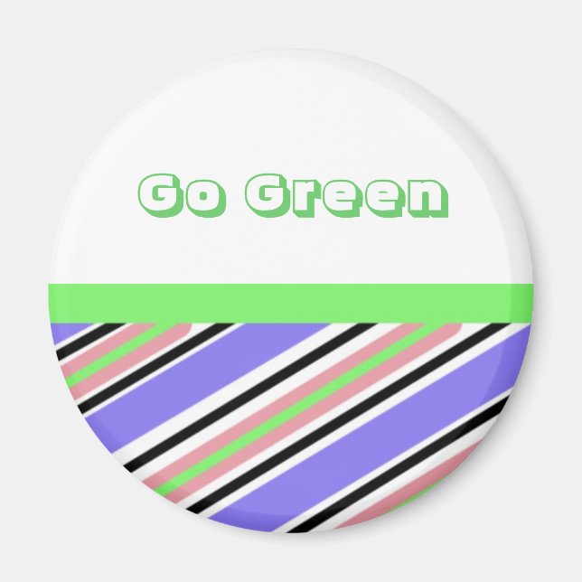 Moderne Streifen gehen grünes Design Magnet (Vorne)