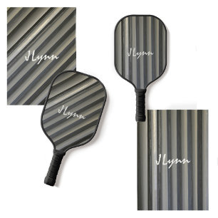 Moderne Streifen Grau Schwarz Smokey monochromatis Pickleball Schläger