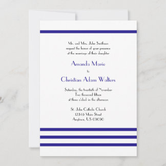 Moderne Streifen Hochzeitseinladungen (Navy Blue) Einladung