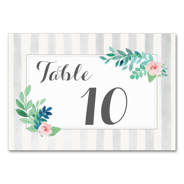 Moderne Streifen Hochzeitswasser Bohemisch Tischnummer (Vorderseite)