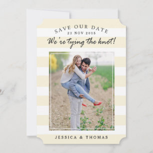 Moderne Streifen in Beige und Weiß FOTO SAVE THE Date