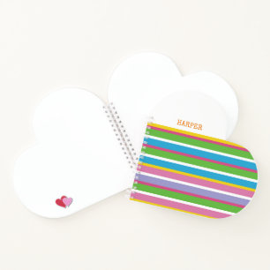 Moderne Streifen in hellen Farben NAME Preppy Hip  Notizbuch