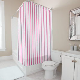 Moderne Streifen in Rosa und Weiß Duschvorhang