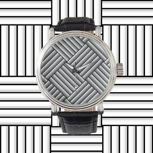 Moderne Streifen in Schwarz, Weiß und Grau - cool Armbanduhr