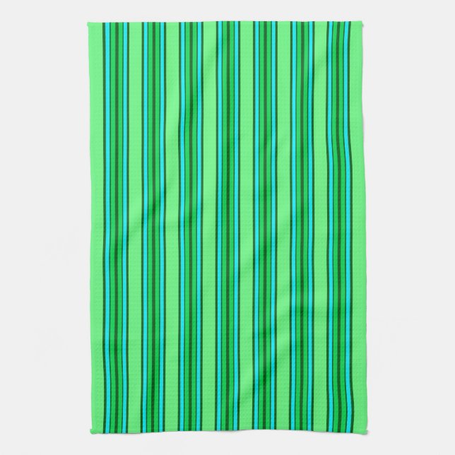 Moderne Streifen, Limettengrün und Aqua aus dem Mi Geschirrtuch (Vertikal)