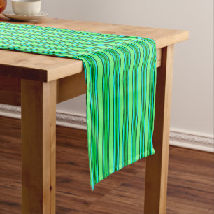 Moderne Streifen, Limettengrün und Aqua aus dem Mi Kurzer Tischläufer