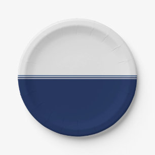 Moderne Streifen-Marine-Blau-Gewohnheit Pappteller