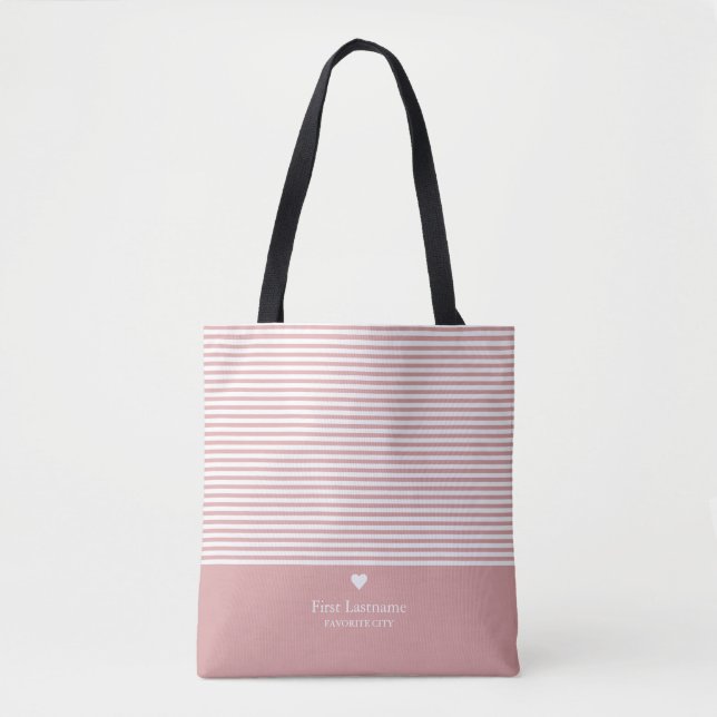 Moderne Streifen mit hochwertigem Herz-Monogramm-E Tasche (Vorderseite)