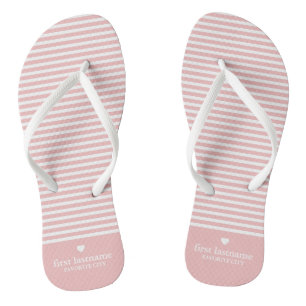 Moderne Streifen mit hochwertiger Herzmonogramm Flip Flops
