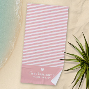 Moderne Streifen mit hochwertiger Herzmonogramm Strandtuch