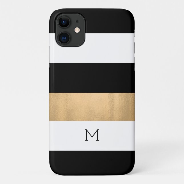 Moderne Streifen Mit Monogramm Case-Mate iPhone Hülle (Rückseite)