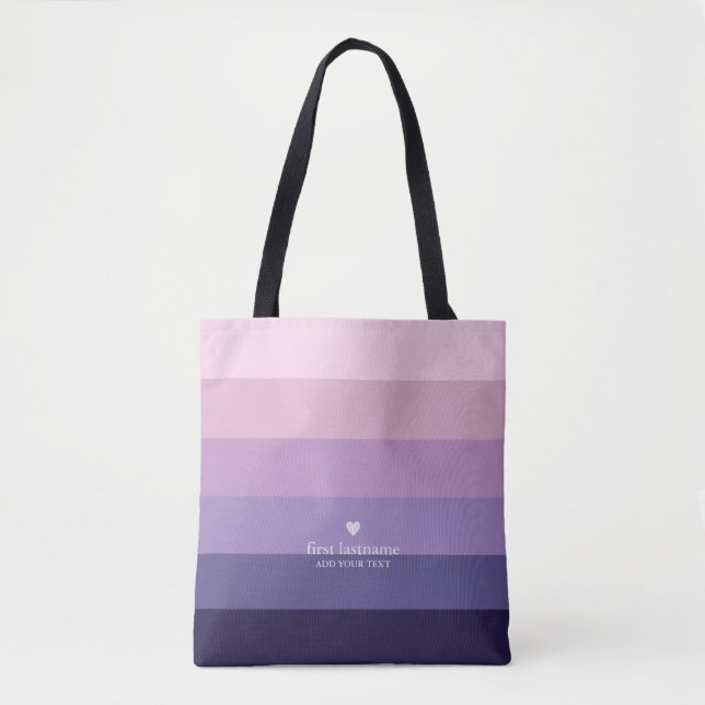 Moderne Streifen mit Monogramm, Lila Tasche (Vorderseite)