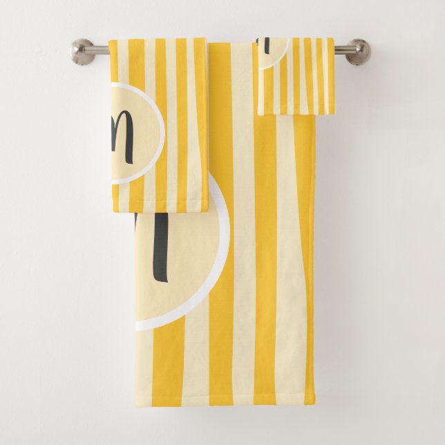 Moderne Streifen Muster mit Monogramm Badhandtuch Set (Insitu)