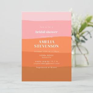 Moderne Streifen Pink Orange Terrakotta Brautparty Einladung