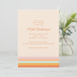 Moderne Streifen Retro Pastell Sommer-Baby-Party Einladung