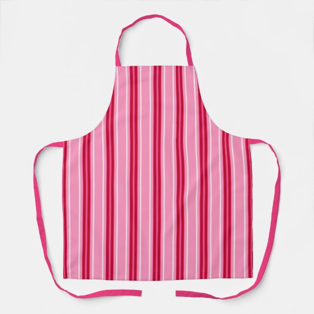 Moderne Streifen, rosa und burgundy aus dem Mittel Schürze (Vorderseite)